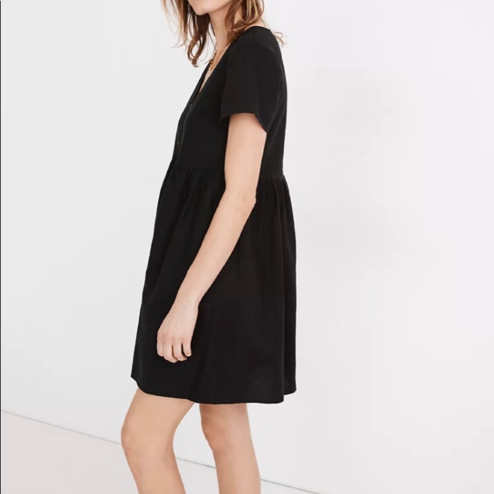 Madewell Linen black button dress S